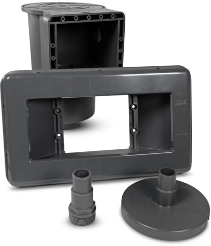 GRE Breitmaul Einbauskimmer Anthrazit - Für Composite Pools - 37,5 x 22 cm - Schlauchanschluss Ø 32/38 mm - Komplettset Mit Einlaufdüse