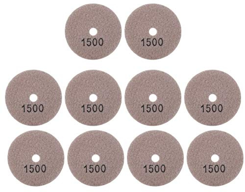 10 unidades de discos de lijado de 3 pulgadas, almohadillas de pulido con diamante para mármol, hormigón y piedra, discos de pulido con enlace de resina de grano 1500 con orificios