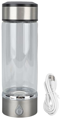 380ml Portable Hydrogen Water Generator Bottle with SPE PEM Technology - 1300 to 1800 PPB Molecular Oxygen Separator - High Borosilicate Glass with 1200mAh Rechargeable Battery