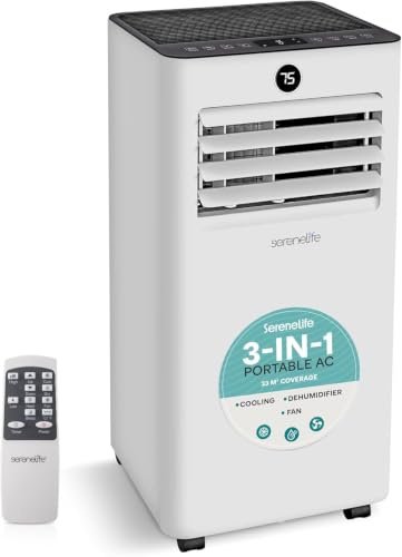 SereneLife Portable Air Conditioner 7000 BTU - WiFi Air Conditioning Unit with Dehumidifier & Fan, Quiet Energy Efficient AC, 24H Timer & Window Kit Included, for Home, Bedroom & Office