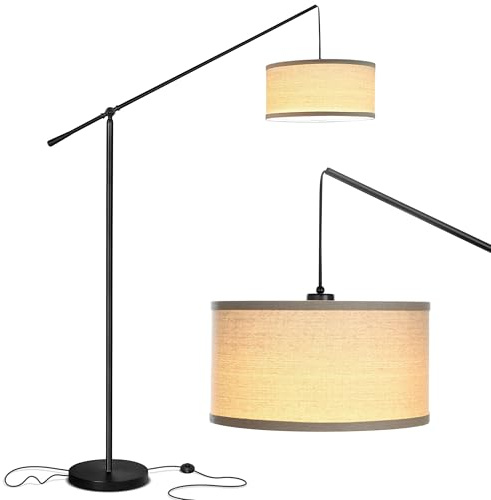 Brightech Hudson 2 - LED Floor lamp, Tall Lamp with Sturdy Base, Contemporary Arc Lamp for Living Rooms & Offices, Great Living Room Décor, Mid Century Modern for Bedroom - Jet Black