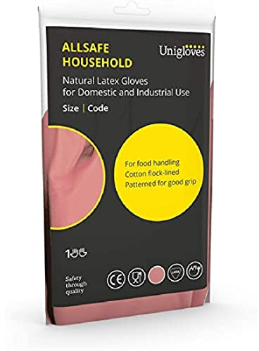UNIGLOVES Allsafe UGHG3004P Latex Haushaltshandschuhe, Rosa, Größe L, 2 Stück