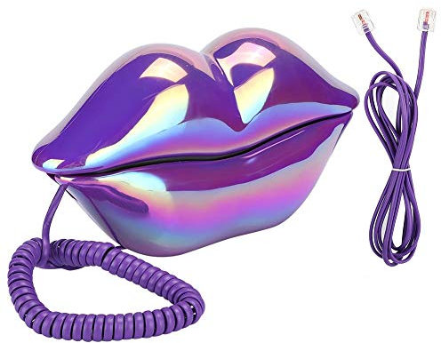 Bewinner1 Telefono con Filo Galvanizzato, Telefono a Forma di Labbra a Bocca, Telefono Desktop Fisso con Suono Chiaro, Telefoni con Funzione di memorizzazione dei Numeri per Casa, Ufficio
