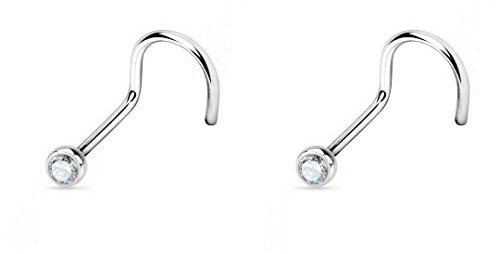 Titan Nasenpiercing Stecker | 2er SET Nasenstecker Piercing | 2,0mm Kristall |