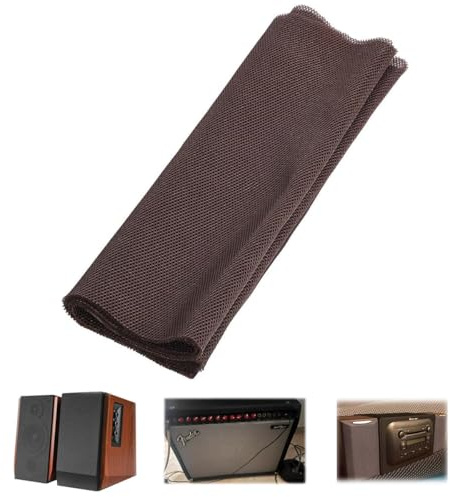 Queen.Y 140 cm x 50 cm Haut-Parleur Grill Tissu, Tissu à la poussière Haut-Parleur en Maille Chiffon Coque Grille de Protection pour Haut-Parleur Audio Stéréo (Marron)