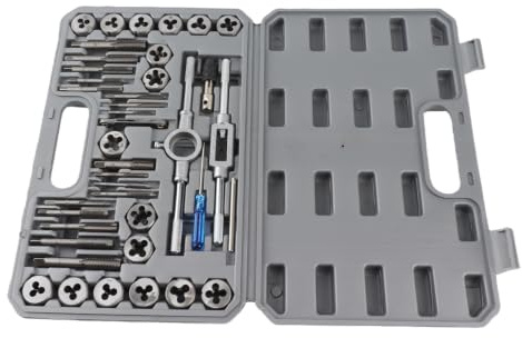 40 Piece Taps & Dies, M3-M12 Tap Set Steel Screw Tap Die Set with Wrenches & Thread Gauge Heavy Duty Hand Tools Adjustable Tap and Die Set, Heat Treated 45# Steel Taps+alloy Steel Dies