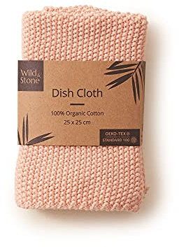 Wild & Stone | Organic Cotton Dish Cloth | Eco-Friendly Kitchen Cloth | Biodegradable & Compostable Cleaning Cloth | Rose