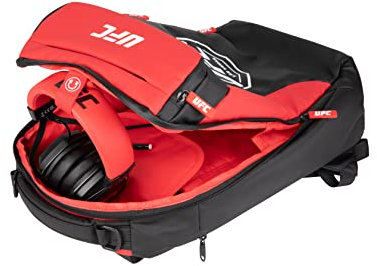 Konix UFC Mochila con bandolera protectora y de transporte para portátiles gaming de 17 - Volumen 27 l - Rojo y negro