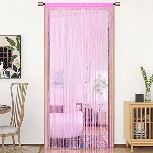 HSYLYM String Türvorhang Fensterdekoration Raumteiler Dekoration Einzelvorhang für Fenster 90x200cm Baby Pink