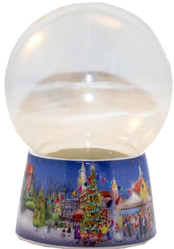70003 Bastelset DIY Schneekugel Do it Yourself mit Glaskugel und Porzellansockel Weihnachtsmarkt romantisch Spieluhr möglich – 100mm Durchmesser