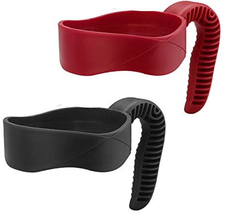 AICMEI 30 oz Cup Handle, Non-Slip Travel Mug Grip Cup Holder, Comfortable Replacement Handle for Stainless Steel Mugs and More Tumbler(Black, Red) (30OZ（Black, Red）)