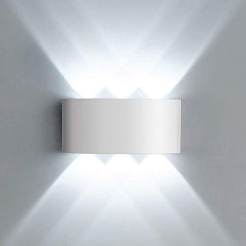 Lightsjoy Aplique pared Interior/Exterior Impermeable IP65 Apliques de Pared LED Aluminio Lampara Pared,Luz de Pared Moderno para, Porche, Dormitorio,Sala de Estar, Escaleras,-Blanco Frío 6000K