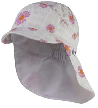 Sterntaler Schirmmütze mit Nackenschutz Blume für Mädchen - Baby Mütze mit UV -Schutz 30 - Sonnenkappe aus Baumwolle