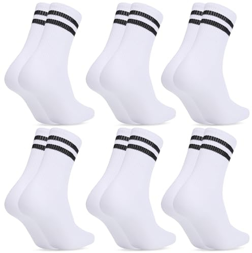 Fentar Calzini Donna 6 Paia, Cotone Traspiranti Eleganti Bianchi 34-38, Morbidi Sportivi Alti per Running