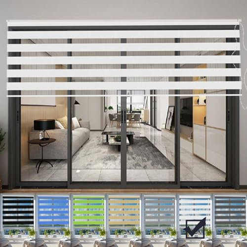 Verdunklungsrollo Klemmfix 40 x 260 cm Sichtschutz Sonnenschutz Verdunklungsrollo Thermorollo Inkl. Montagematerial für Fenster Und Tür, Weiß