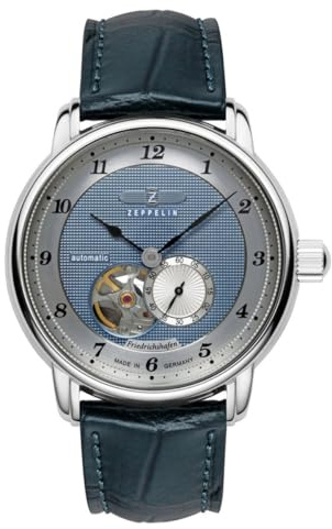 Zeppelin Herrenuhr Automatik Open Heart Friedrichshafen Blau 8566-3