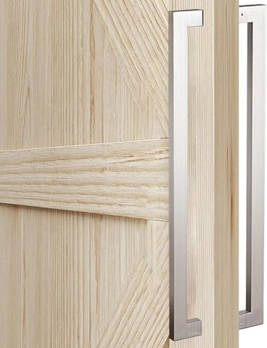 PULaif Sliding Barn Door Handle Set, Stainless Steel Door Pull Handle, Brushed Nickel Finish, for Glass/Wood/Front Doors, Indoor/Outdoor Use(Gold,120cm/47inch)(Silver,60cm/24inch)
