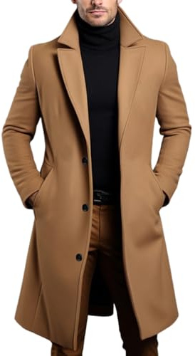 Oanviso Chaquetas de Lana Hombre Casual Larga Abrigo de Lana Slim Fit Trench Coat Comercio Otoño e Invierno Chaquetas Moda Abrigo Largos Down Jacket Con Botones