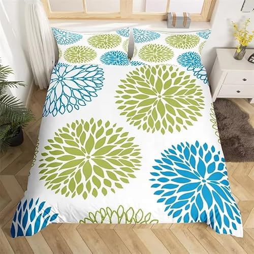 NDXRWDZR Housse de Couette 90x190 Enfant Dahlia Bleu Parure de Lit 1 Personne avec Fermeture Éclair Confortable Respirant Microfibre Housse de Couette et 2 Taie d'oreiller 65x65 cm