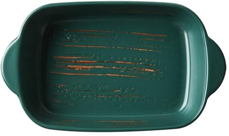 Baking Baking Tray,Enamel Roasting tin，Baking Tray Set，Ceramic Bakeware Pan, Porcelain Baking Dish Oven Proof-Green