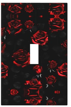 Tapas de salida impresas rosas rojas y negras, 1 placa de pared de tamaño estándar, placas frontales de doble salida de policarbonato