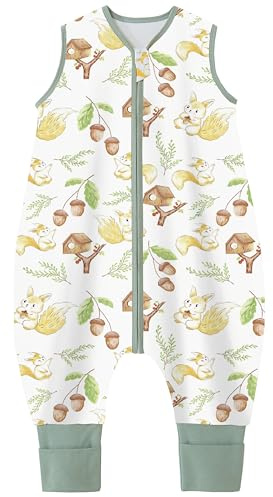 Chilsuessy Baby Schlafsack mit Beinen 1.5 Tog, 90cm/Baby Höhe 95-105cm, Baumwolle, Unisex, 6-18 Monate