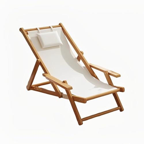 STARHMLUX Strandstuhl aus Holz,liegestuhl Balkon 4-Fach verstellbare Rückenlehne sonnenliege Holz Geeignet für Outdoor Strand Camping Brown