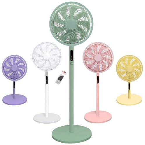 Knight 2in1 16 Pedestal Stand Fan & Desk Fan with Remote Control, Timer & 3 speed Setting | 9 Blades Turbo Wind | Round Base | Oscillation | Easy Assemble - No Tools. (Mint Green)