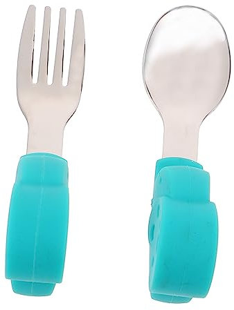 SOPOTUTU 1Satz Babybesteckset Teilig Babylöffel für Selbstständiges Essen Ergonomisches Design Lebensmittelecht mit Elefantenmotiv für Ab