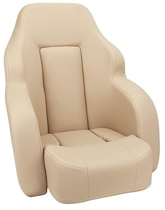 PONTTOR Bootssitz/Bootsstuhl/Steuerstuhl RHEIN, FlipUp-Funktion, Vinyl Haptik ähnlich Stoff, für Boot Yacht (beige)