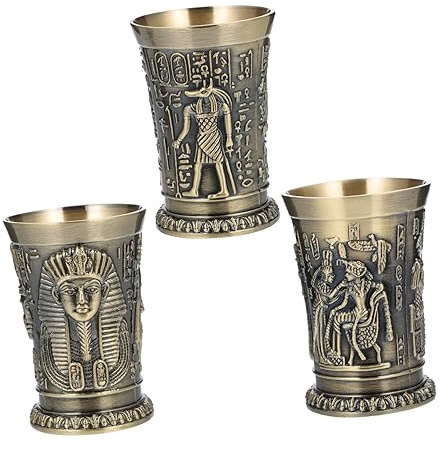 Gatuida Copa De Cóctel Antigua Egipcia 3 Piezas Conjunto De Metal Bronce Vaso Distintivo Para Licores Hogar Colección