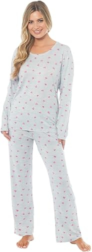KATE MORGAN Ladies lightweight cosy pyjamas | Womens loungewear sets pjs | Nightwear Sleepwear for women (UK, Alpha, M, Regular, Regular, Grey)