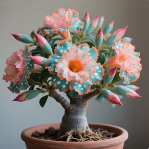 Exquisita rosa del desierto, adecuada para plantar al aire libre, resistente al frío, de rápido crecimiento, apto para principiantes.-2 rizomas-c