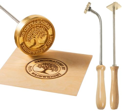 Personalisiertes Brennstempel Brandeisen für Holz, Eigenes Logo Messing Brenneisen mit Holzgriff, Personalisiert für Holz, Steak, BBQ & Kunststoffe, Mehrere Größen Auswahl (Stil 3)