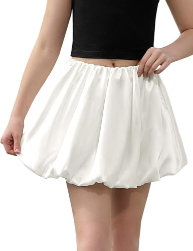Perfashion White Bubble Mini Skirts Teengirls Sparkly Fluffy Balloon Hip Hop Dance Vacation Size 12 13
