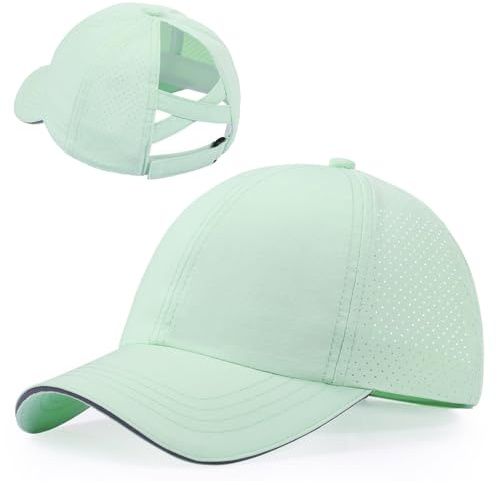 CHUANGLI Little Girls Reflective Baseball Cap Criss Cross Ponytail Hat Kids Quick Dry Mesh Summer Sports Hat for Toddler Ages 3-8
