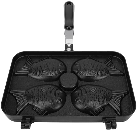 Luocute Taiyaki Gaufrier électrique à Double Plaque en Aluminium Antiadhésif avec Motif de Poisson Double Face pour la Maison, la Cuisine, les Desserts de Fête