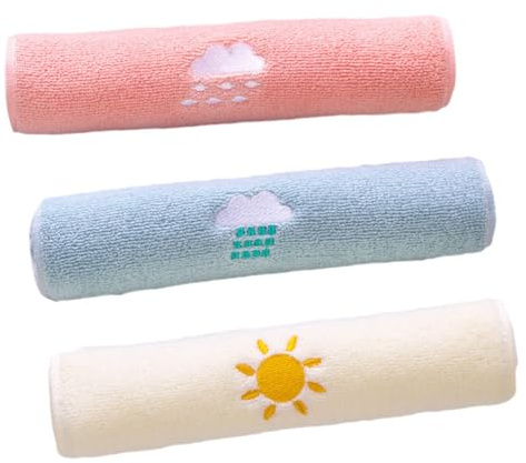 TOYZFRIENDY Lot de 3 Petites Serviettes de Toilette en Coton pour Garçon et Filles, 26x50 Cm, Lavables et Absorbantes, Serviettes Réutilisables pour Bébé, Usage Familial et Maternelle,
