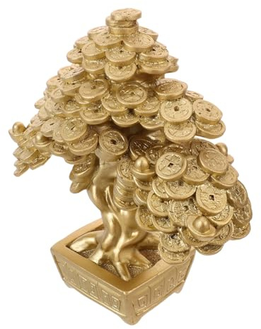 Figurina Bonsai dell'albero dei Soldi Feng Shui in Resina per la Decorazione della casa e dell'ufficio Artigianato in Resina Artistica con Dettagli intricati Colori Vivaci Ornamento