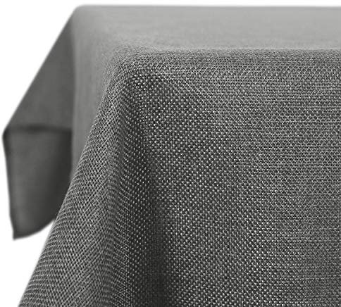 Deconovo Leinenoptik Tischdecke Wasserabweisend Tischwäsche Lotuseffekt, 140x240 cm, Grau, 1 Stück