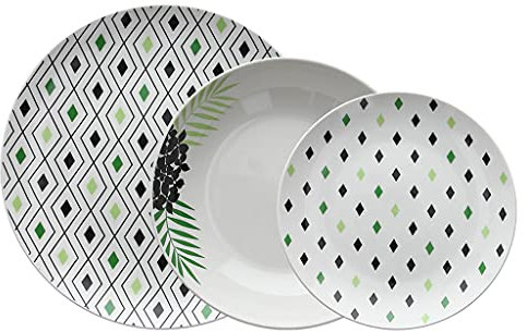 Tognana Servicio de mesa de 18 piezas Crazy Summer 6 pisos 6 platos postre