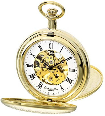 Eichmüller Since 1950 8214-01 - Reloj de Bolsillo mecánico, Cuerda Manual, Esqueleto, Incluye Cadena