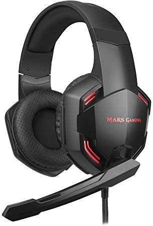MARSGAMING MHAX Noir, Casque Gaming RGB Multiplat + Mic Amovible, 53 mm HiFi Grande