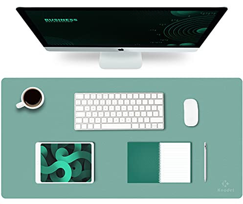 K KNODEL Large Office Leather Desk Mat, Mouse and Keyboard Pad, Computer and Laptop Mat, Desktop Protector and Cover, Writing Pad and Blotter (80x40cm, Green)