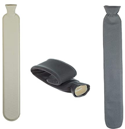 Geschenkestadl XL Wärmflasche 2 Liter Schlauch Extra Lang Bezug 72cm, Polyester, Modern (Grau)