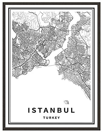 LCSLDW Leinwanddruck Istanbul City Map Print Schwarz Weiß Leinwand Poster Moderne Wandkunst Bild Nordic Dekoration Malerei Wohnkultur,Wie Abgebildet,50X70Cm Kein Rahmen
