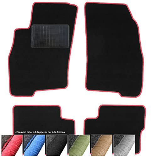 moto-MOLTICO Tappetini Auto Set di Tappeti in Moquette su Misura per Alfa Romeo GT 147 2000-2010 (Filo Rosso)