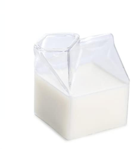 Glass Milk Cup Creative Milk Cup Glass Milk Carton Mini Creamer Pot Transparent Coffee Cup Wine Glass Glass Water Cup Tea Cup