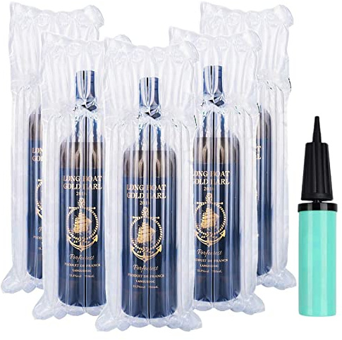 25packs Wine Bottle Protector Bag for Travel - Inflatable Bubble Cushion Wine Sleeves with Air Pump, Jarler Wine Bags Safety Shipping 16 * 9.4‘, wine box for moving Airplane, Air Bag Protective