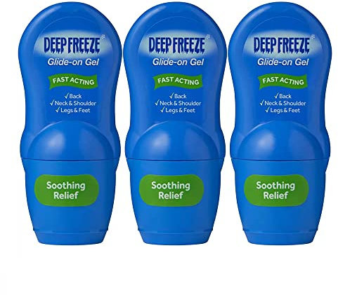 Deep Freeze Pain Relief Glide-On Gel, Cold Gel Roll On, 3 x 50g (Pack of 3)